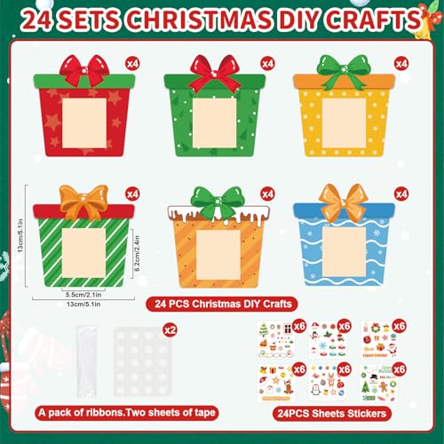 24 Pcs Christmas DIY Photo Frame Ornaments Gift Box Set Hanging Decorations