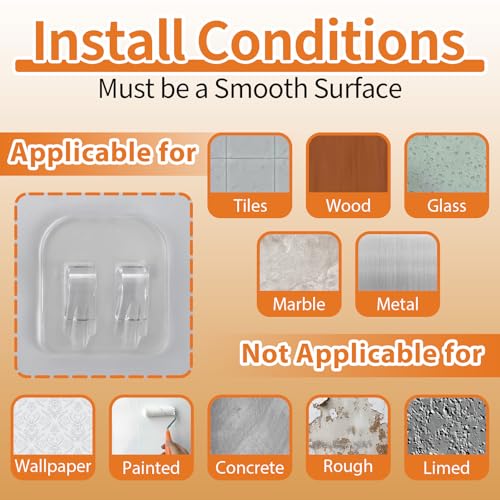 15 Pack Shower Caddy Adhesive Hooks Replacement for Eudele, No-Drill Strong