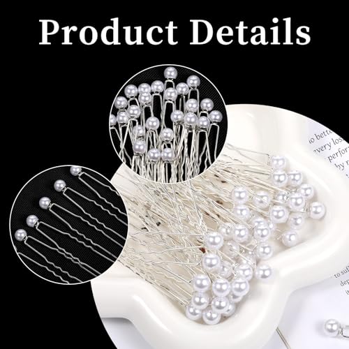 50 Pcs Wedding Pearl Hair Pins Bridal U-Shaped White Hair Accessories