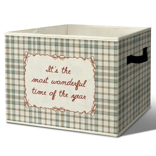 Vintage Christmas Holiday Storage Bins Box with Handles - Extra Large Organizer Basket - Variation 64
