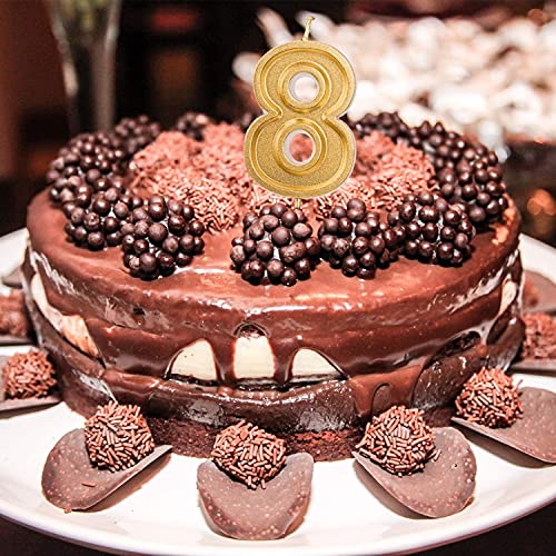 Luter Gold Glitter Number Birthday Candle 2.76 Inch Cake Topper Decoration