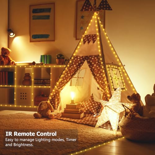 Battery Operated String Lights with Remote & Timer - Green Wire, 16.5ft, Warm White, 50 LEDs, 4 Pack