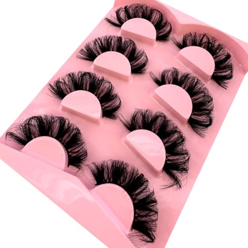 HBZGTLAD 3D Faux Mink False Eyelashes Thick Long Dramatic 4 Pairs