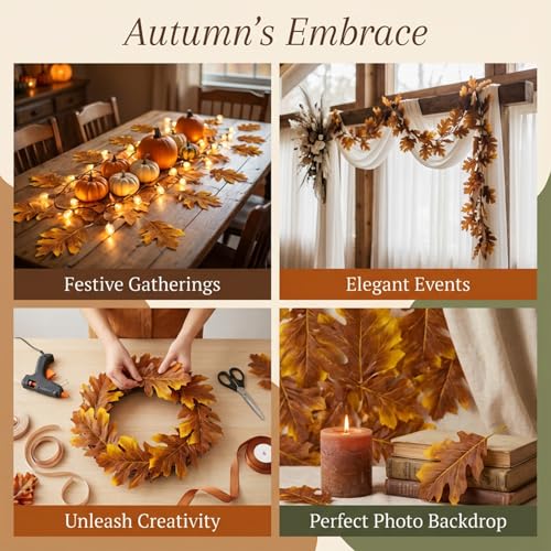 40PCS Artificial Fall Maple Leaves - Vibrant Thanksgiving Decor