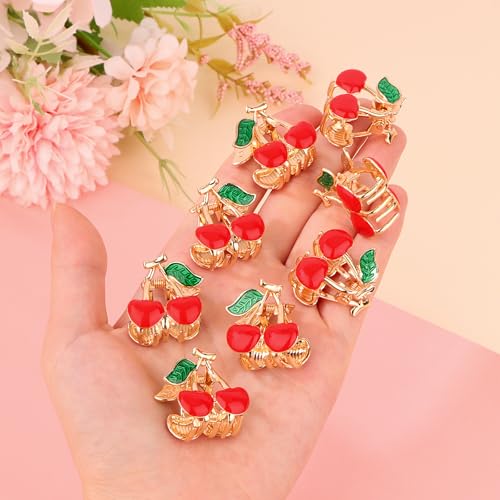 ANBALA 8Pcs Mini Cherry Metal Claw Clips for Women and Girls
