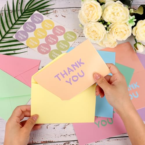 32 Pcs Colorful Thank You Cards Set with Envelopes and Stickers, 5.9x7.9"
