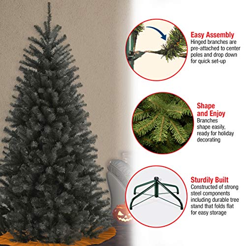 Unlit 6.5ft Black Christmas Tree - North Valley Spruce, Full Artificial Holiday Tree with Hinged Branches