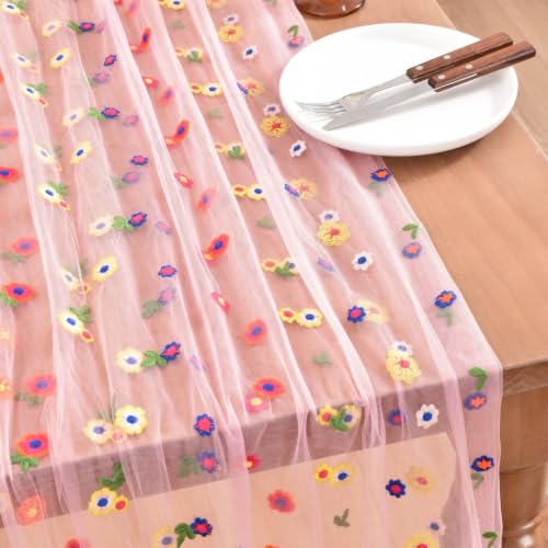 Pink Flower Table Runner 10ft Daisy Fall Wedding Party Home Decor