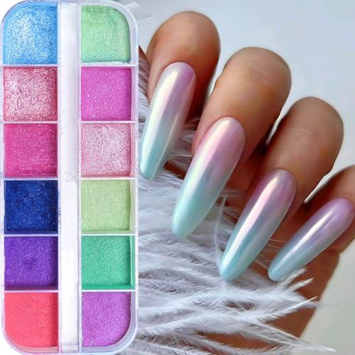 Brtavizvy Gradient Neon Pearlescent Nail Powder 2-Box Set