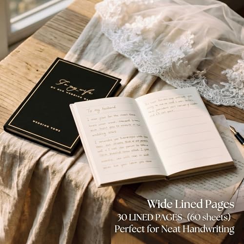 Elegant His and Her Wedding Vow Books - Black & White with Gold Foil