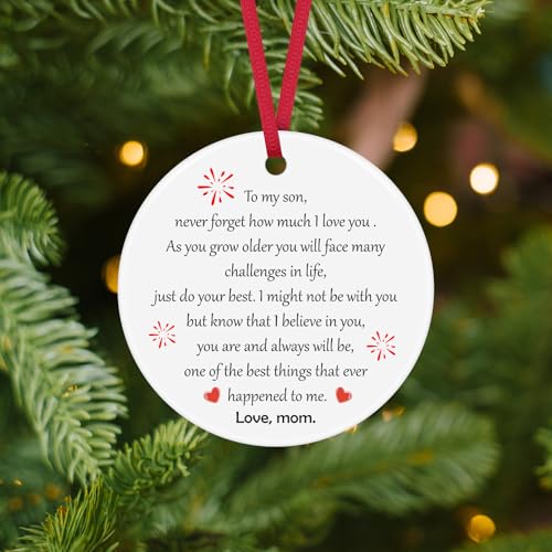 Inspirational Ceramic Christmas Ornament Gift for Son from Mom