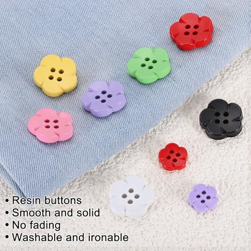 HARFINGTON 50pcs Orange Flower Resin Sewing Buttons 7/16 Inch 4 Hole