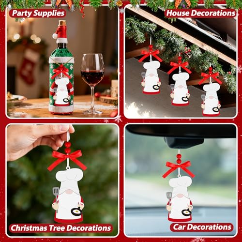 Chef Gnome Christmas Ornament - Wooden Hanging Decor for Home & Kitchen
