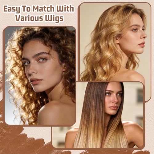 Gemoioio 6 Pack Velvet Wig Grip Band with Hair Nets Non-Slip Adjustable