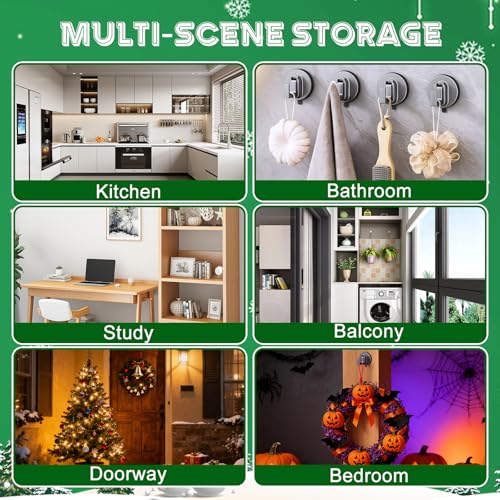2-Pack Heavy Duty Suction Cup Hooks for Shower, Wreaths, and Towels