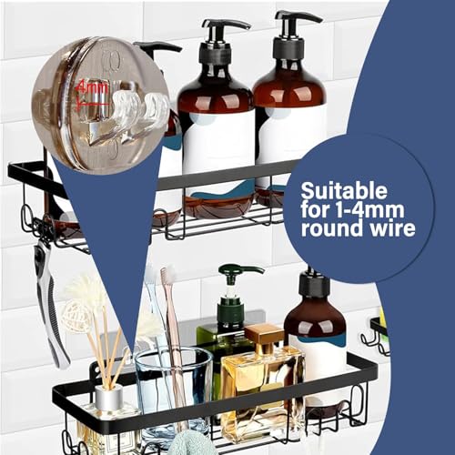 YOLOPLUS+ 8 Pack Adhesive Shower Caddy Hooks - Strong & Waterproof