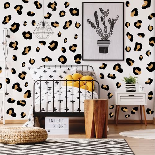 Leopard Print Wall Decals - CELAENO Brown Vinyl Stickers, 10 Sheets