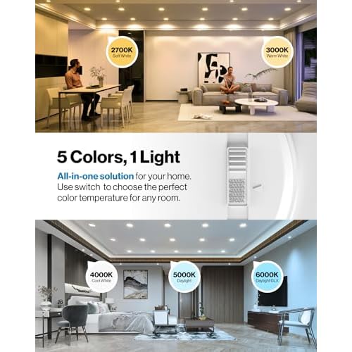 Sunco Retrofit LED Recessed Lighting 6 Inch, Can Lights for Ceiling, 1200 LM, 15W, Selectable CCT 2700K/3000K/4000K/5000K/6000K, Dimmable, Ultra Thin Flat Light Fixture UL 2 Pack.