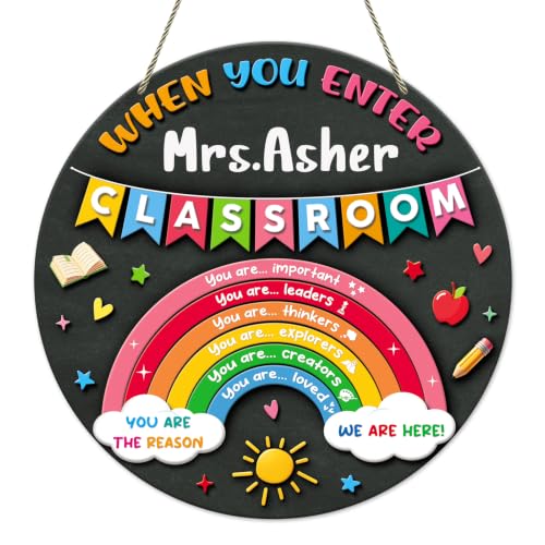 Personalized Teacher Classroom Door Sign with Welcome Design