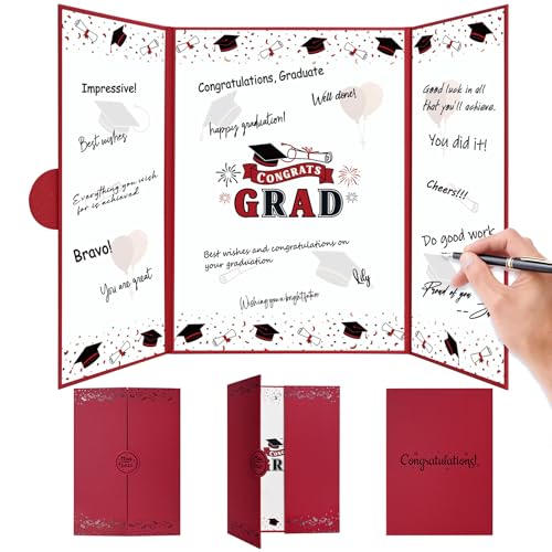 2026 Graduation Guest Book Alternative - Black & Red Signature Book