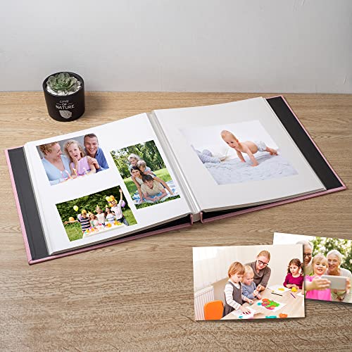 9.8x9 Inch Pink Photo Album Self Adhesive Scrapbook with 30 Pages - Linen Cover