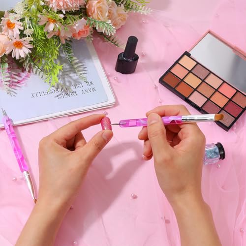 Larrel Double Ended Nail Art Brush and Dotting Tool Set - 2 Pcs Purple