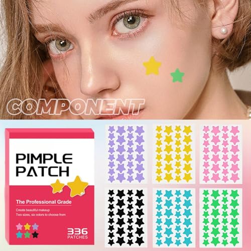 TIKIYOUN Star Pimple Patches 336 Count Cute Colorful Acne Hydrocolloid Stickers