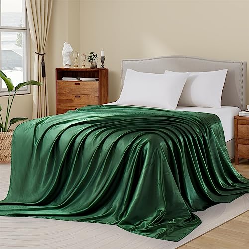 Ersmak Full Satin Flat Sheet - Luxury Ultra Soft Bedding, Emerald Green