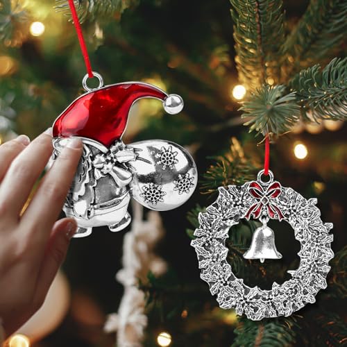 Silver Christmas Tree Ornaments - Metal Holiday Decorations