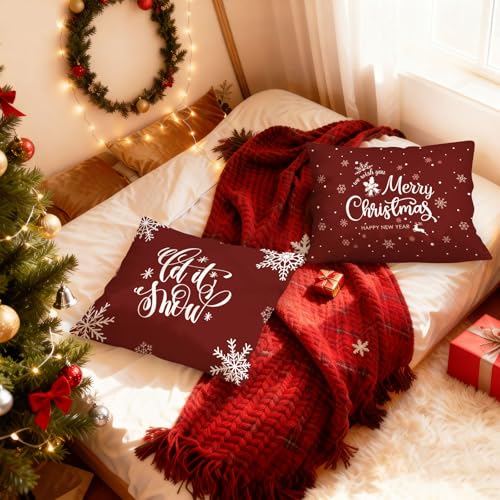Lanpn Christmas Decorative Pillow Covers, 20x26 Standard Shams - Set of 2