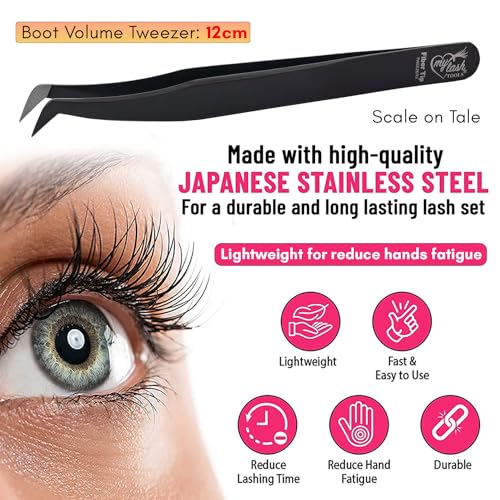 Fiber Tip Lash Tweezers for Eyelash Extensions - Stainless Steel