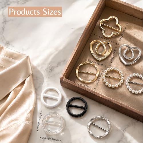 10 Pcs Scarf Rings and Shirt Clips for Women - Fashion Cinch Clips