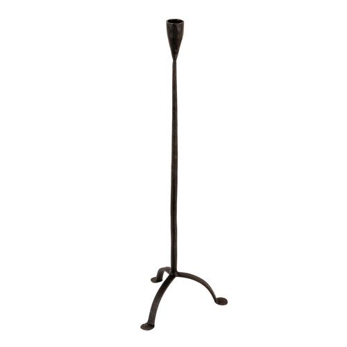 Creative Co-Op 20" H Hand-Forged Cast Metal Footed Taper Holder, Black