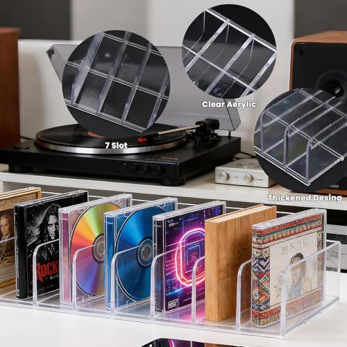 Gabrella Clear Acrylic CD Holder - Stackable DVD & Media Storage Rack (2 Pcs)