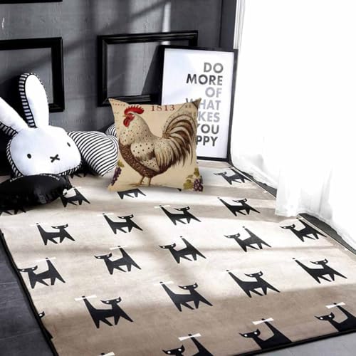 Mugod Retro Beige Chicken Rooster Throw Pillow Cover 18x18