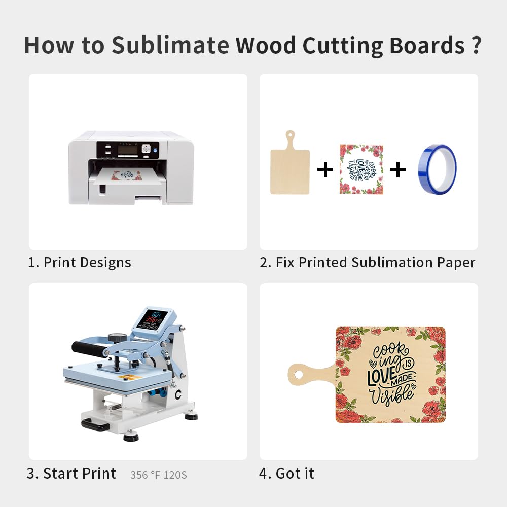 PYD Life 12 Pack Plywood Sublimation Cutting Board Blanks with Handle 9 x 5.5 Inch,Rectangle Wood Chopping Board for Sublimation DIY Craft Christmas Thanksgiving Home Kitchen Decor