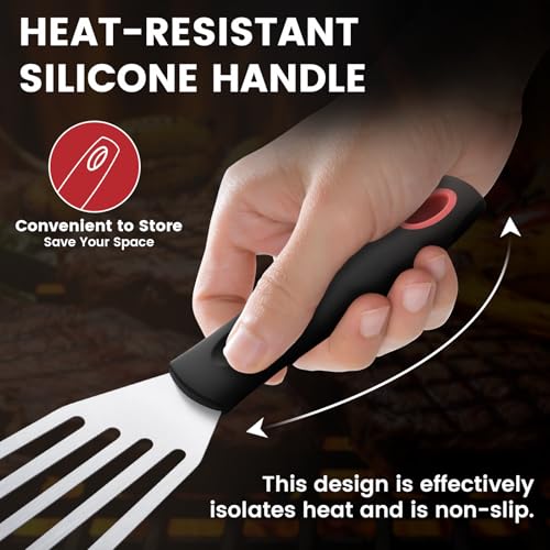 Hoosook Large Silicone Fish Spatula, Flexible Heat-Resistant Nonstick Turner