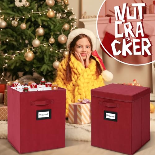 Deep Red 2 Pcs 16 Inch Nutcracker Storage Box - 9-Compartment Organizers