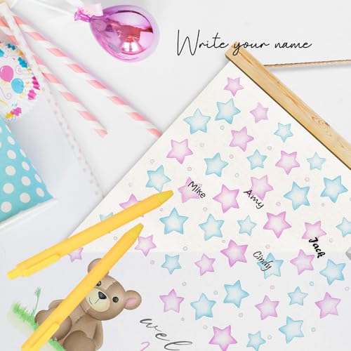Bear Baby Shower Guest Book - Gender Reveal Canvas Decoration