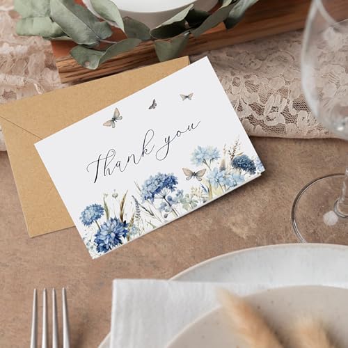 25 Elegant Funeral Thank You Cards with Envelopes | Watercolor Design
