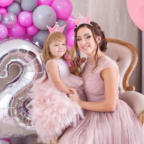 Jaciya Pink Sequin Headband & Pearl Tiara for Birthday Party