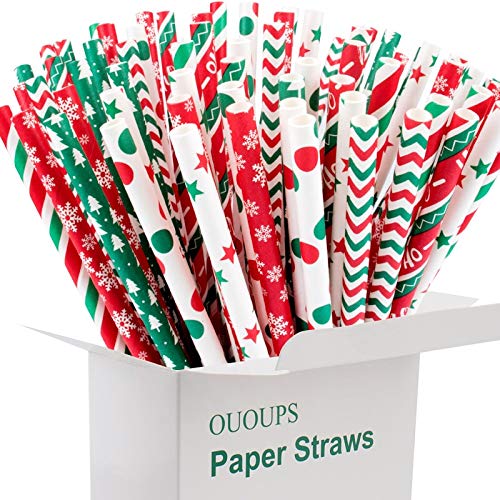Biodegradable Paper Straws - 100-Pack, 7.75 Inches, Eco-Friendly Designs