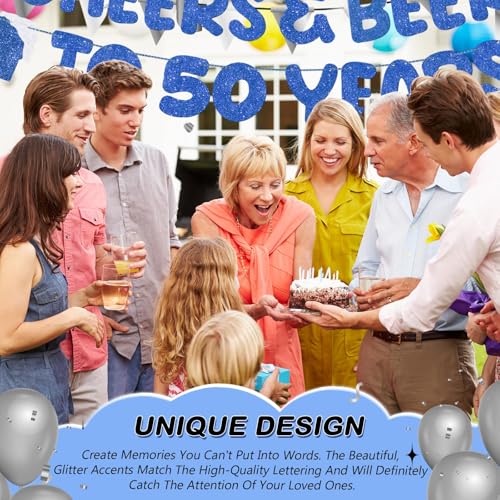 Cheers & Beers to 50 Years Banner - 50th Birthday Party Decor