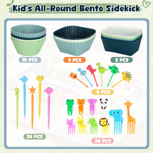 LAIYPHO 66PCS Silicone Lunch Box Dividers & Animal Food Picks - Morandi