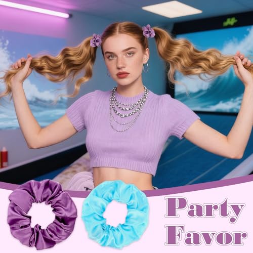 Yission 20 Pcs Satin Hair Scrunchies Purple and Blue Silk Hair Ties