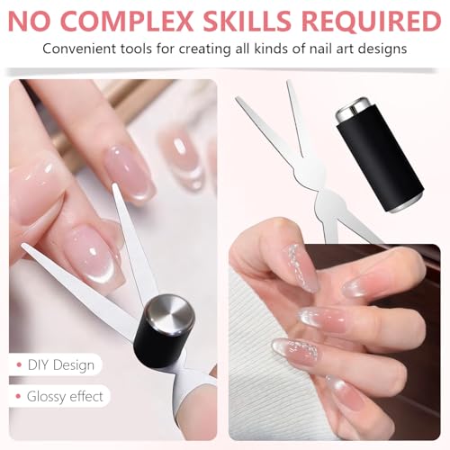 Cat Eye Nail Magnet Tool Set - Scissor Shaped French Tip Magnetic Guide