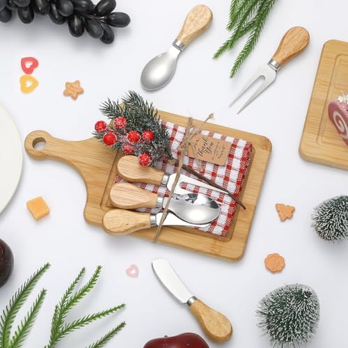 12-Piece Christmas Cheese Board Gift Set with Bamboo Cutting Board & Utensils