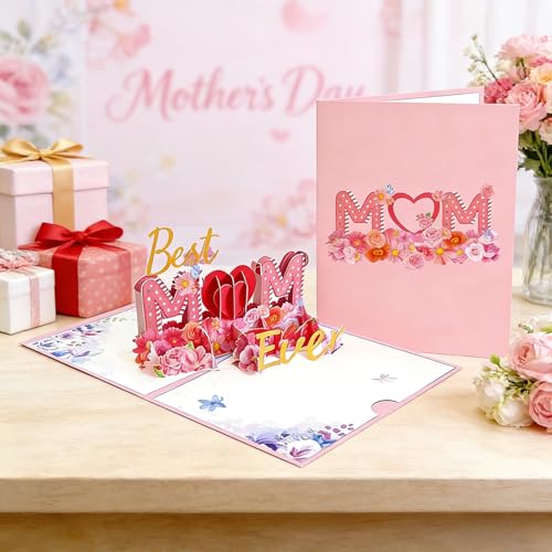 3D Pop-Up Flower Card for Mom – Best Mom Ever Greeting Card