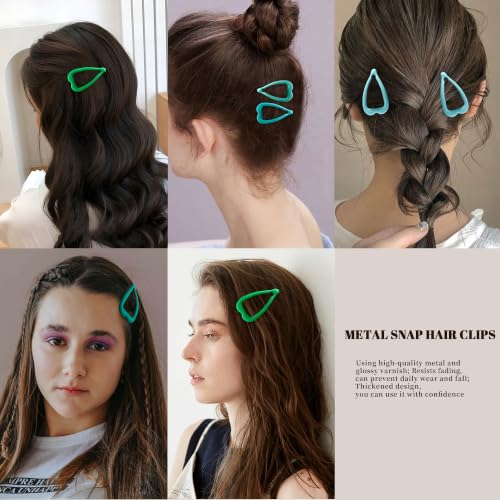 Cptots Metal Heart Hair Barrettes 12 Pack Non-Slip Green Hair Clips