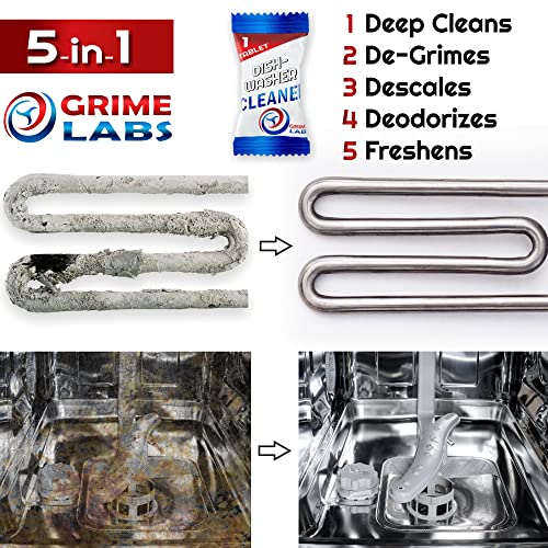 GRIME LABS Dishwasher Cleaner Tablets, 24 Pack - Heavy Duty Limescale Remover
